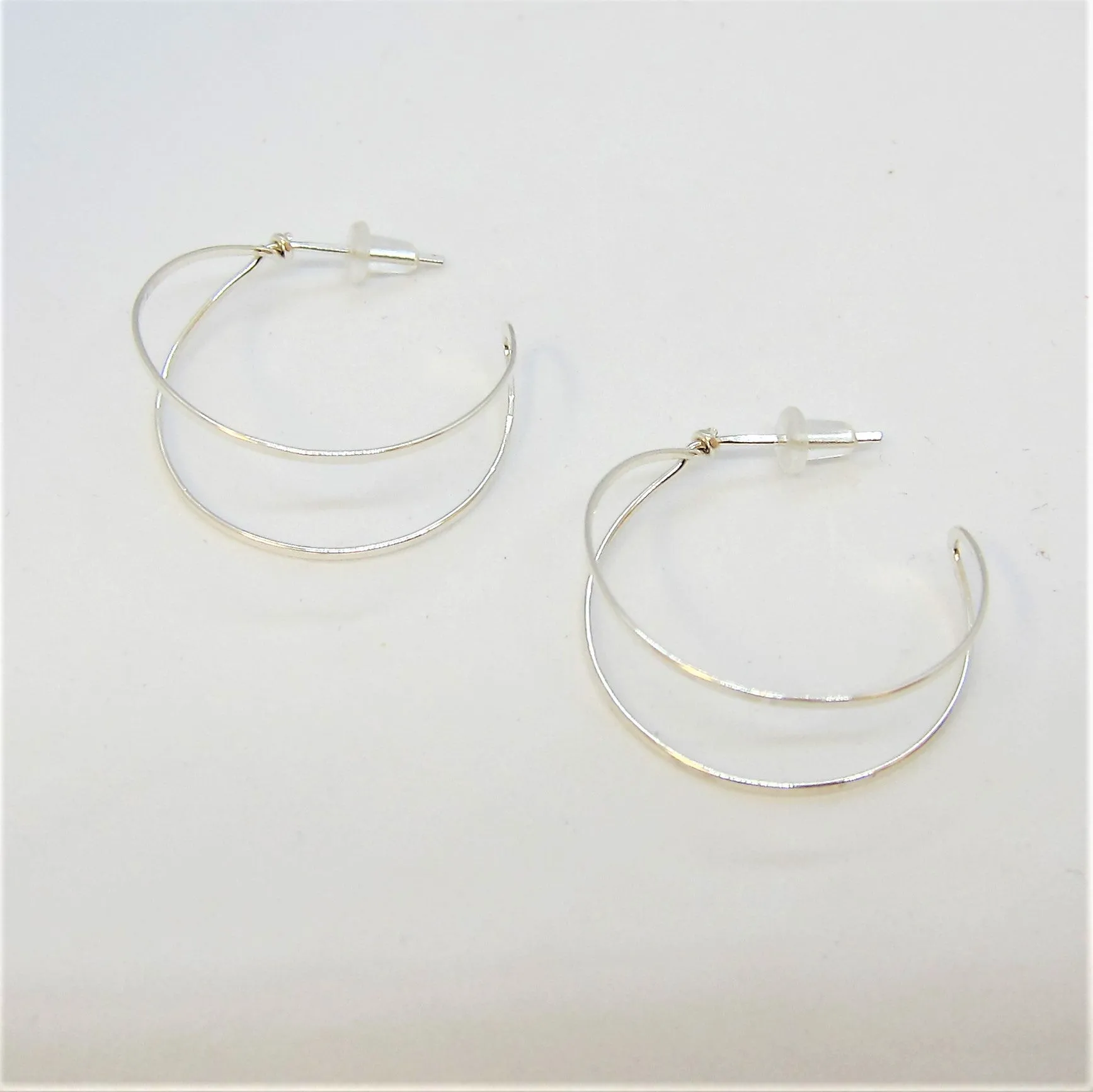 J.Mills Studio - Medium Double Hoop Earrings Silver