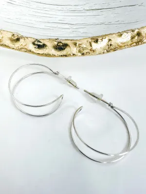 J.Mills Studio - Medium Double Hoop Earrings Silver