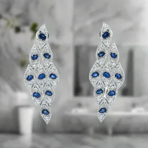 Johanna Pear Cut Sapphire & Diamond Drop Earrings in 14K White Gold