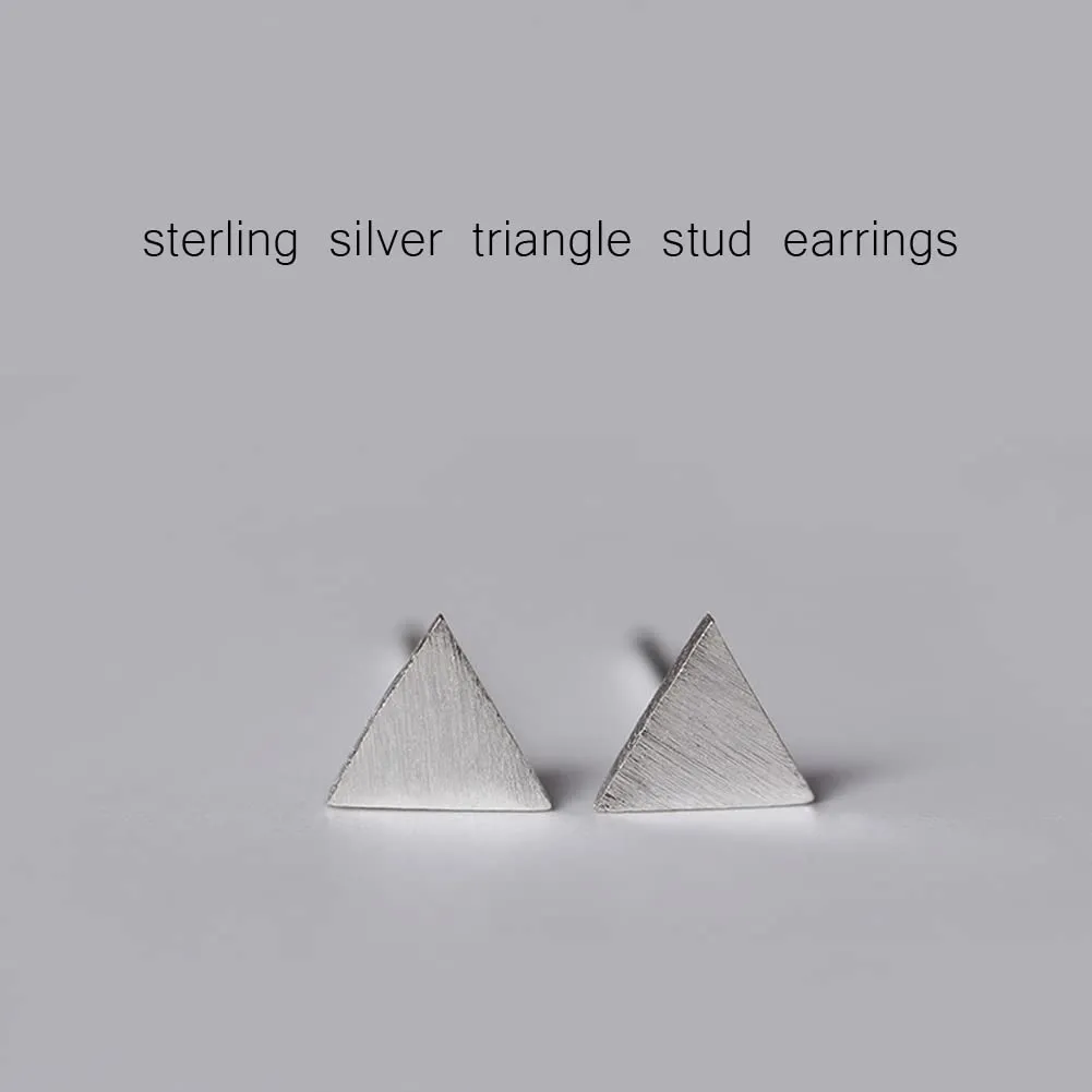 Joseph Brothers Sterling Silver Triangle Tiny Geometric Studs Earrings, 5 * 5 MM