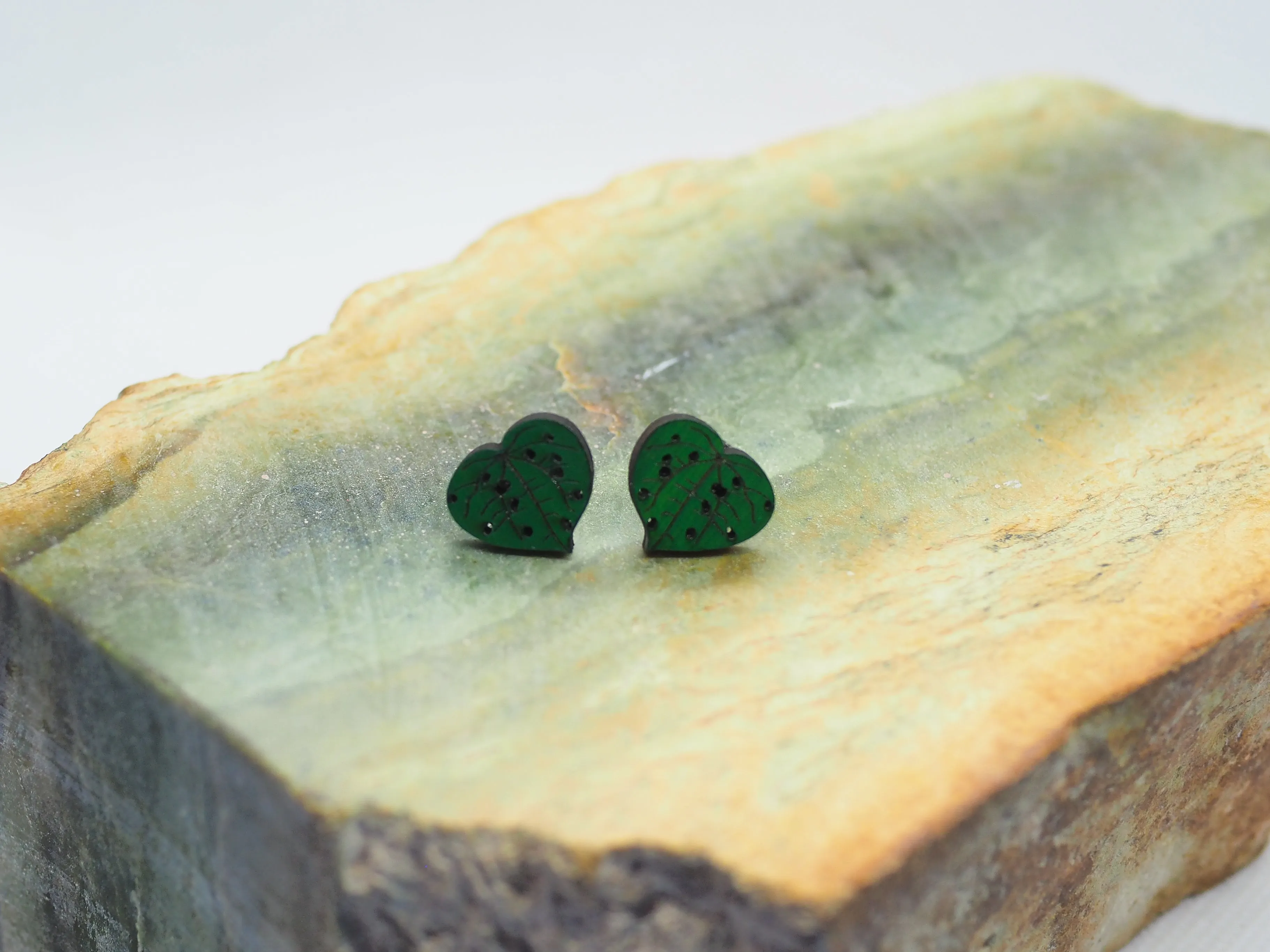 Kawakawa Wooden Rimu Stud Earrings