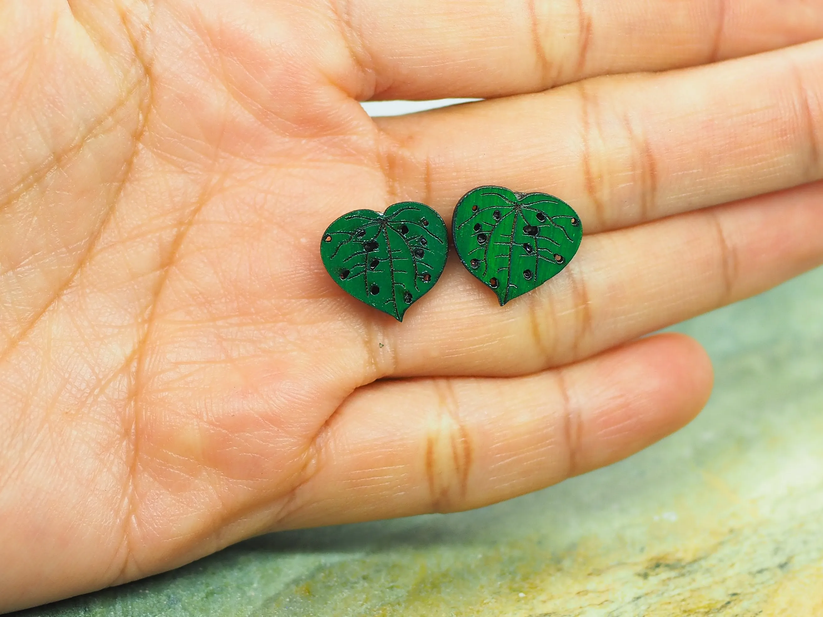 Kawakawa Wooden Rimu Stud Earrings