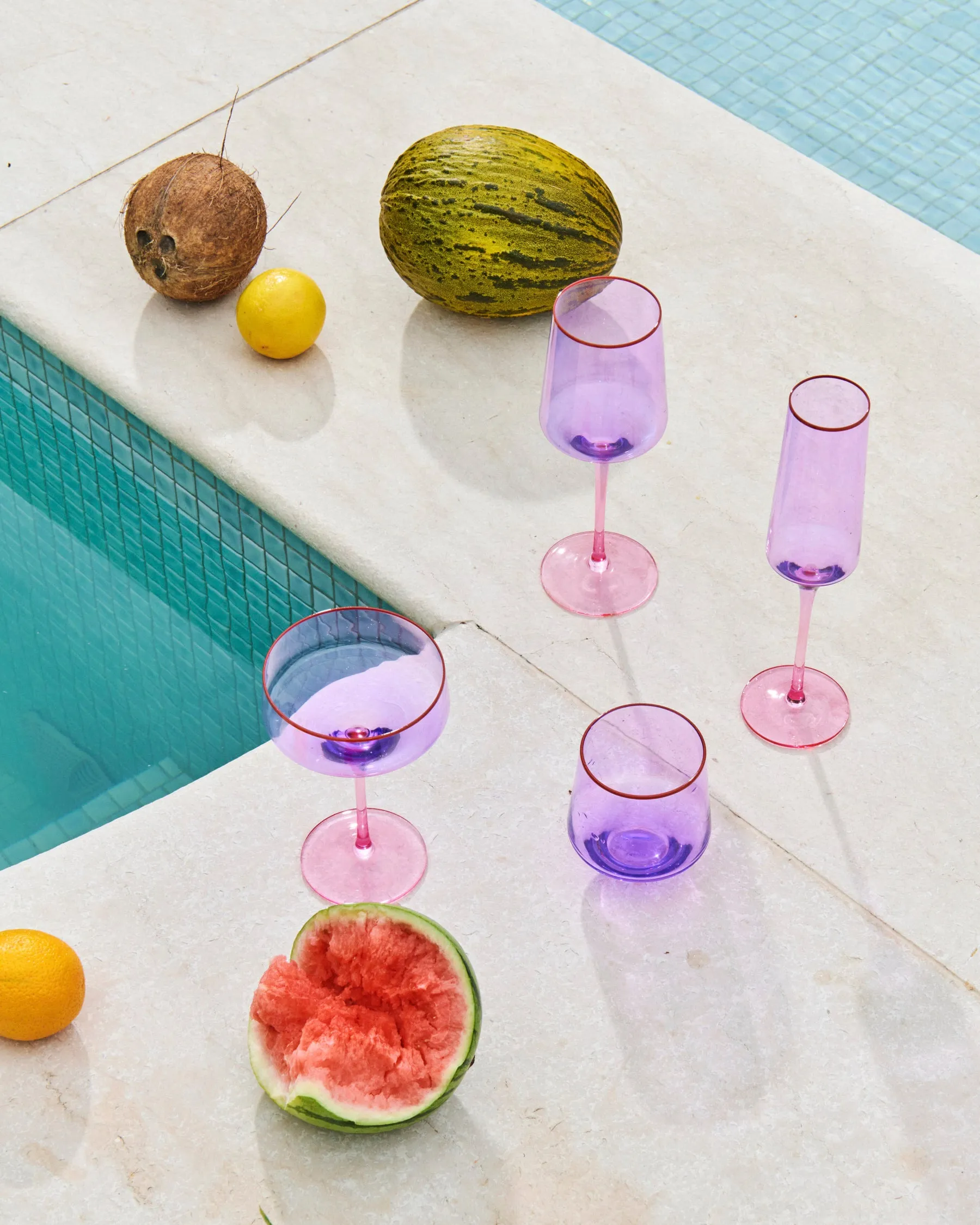Kip & Co - Lilac Colour Block - Tumbler Glass - 2P Set