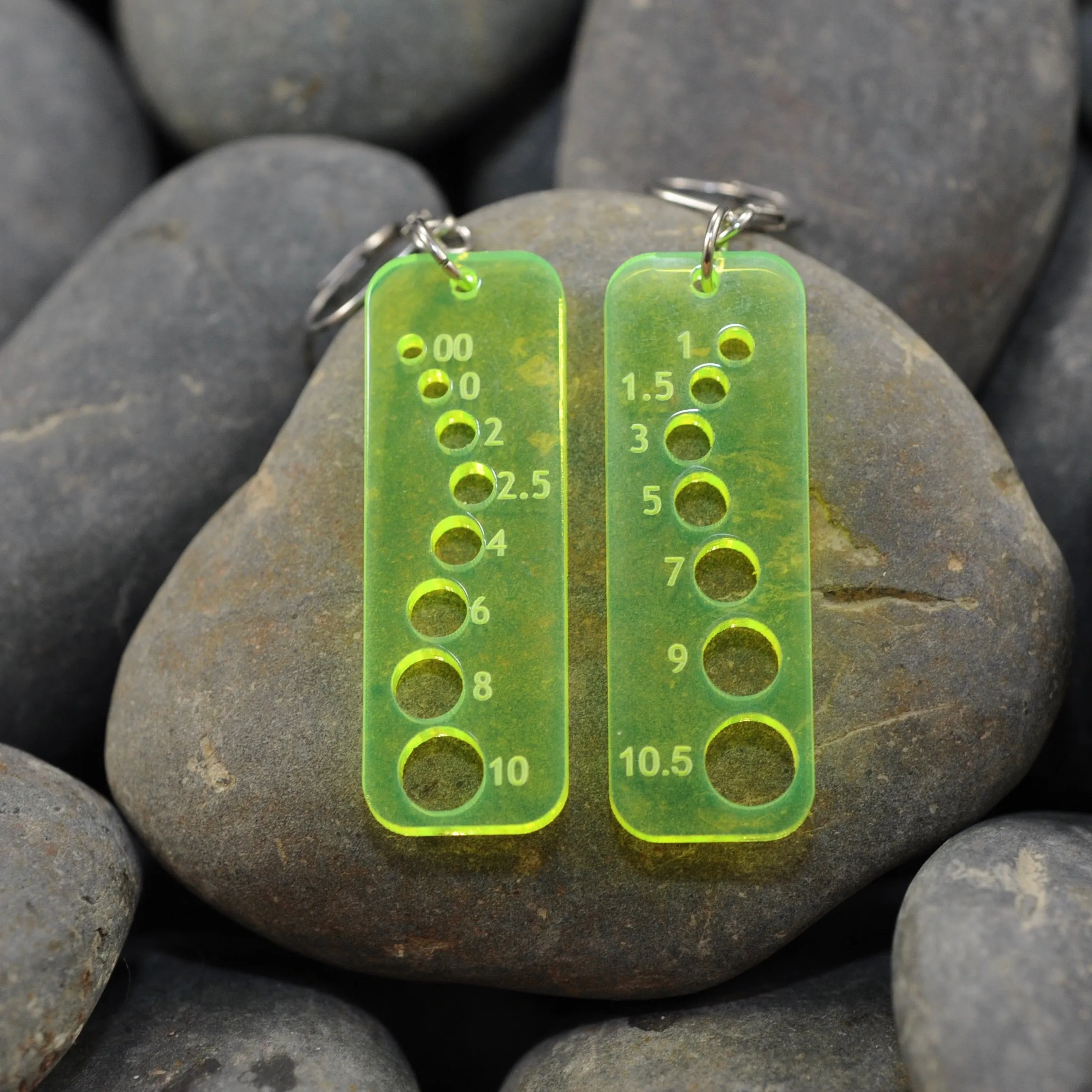 Knitting Needle Gauge Earrings - Assorted Transparent Acrylic