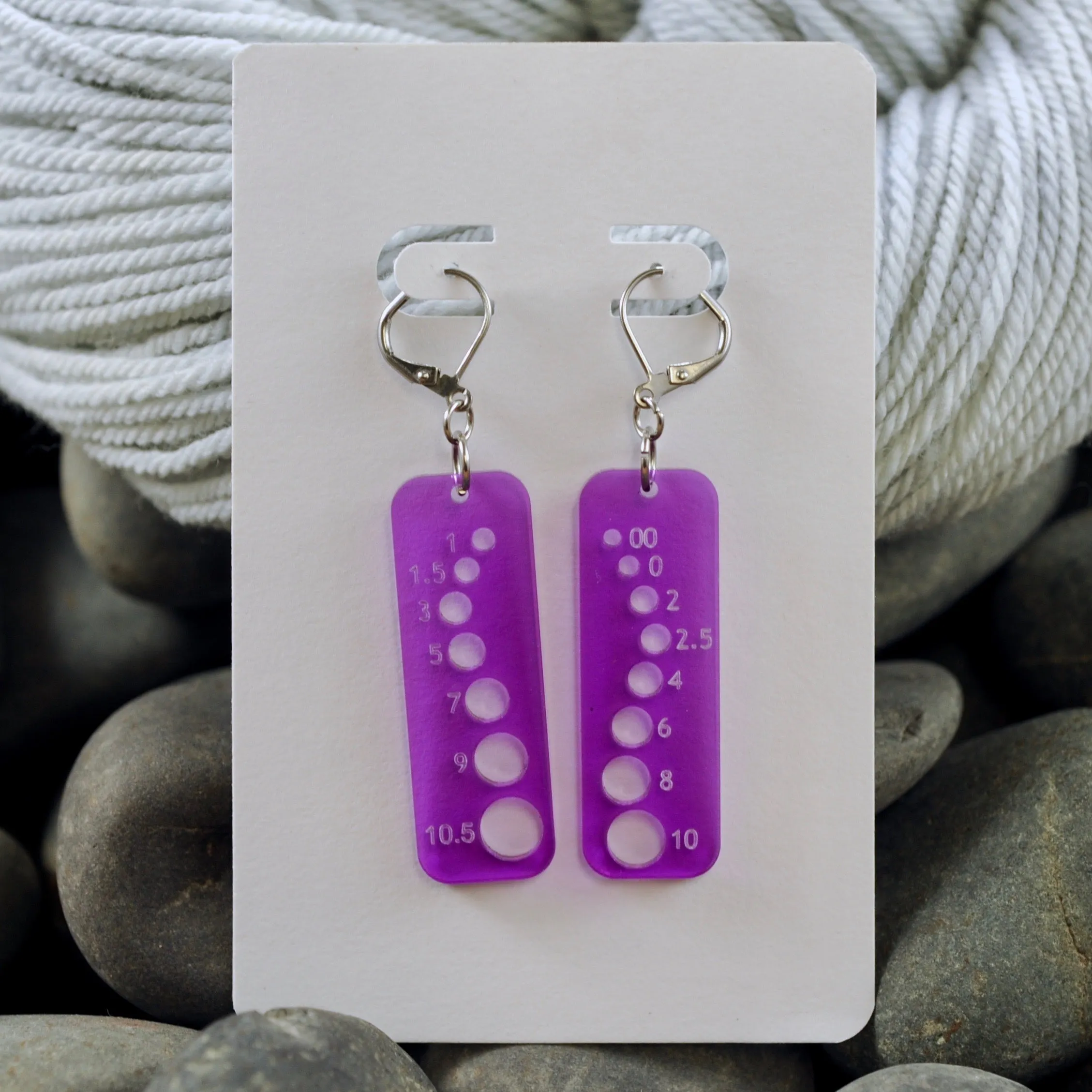 Knitting Needle Gauge Earrings - Assorted Transparent Acrylic