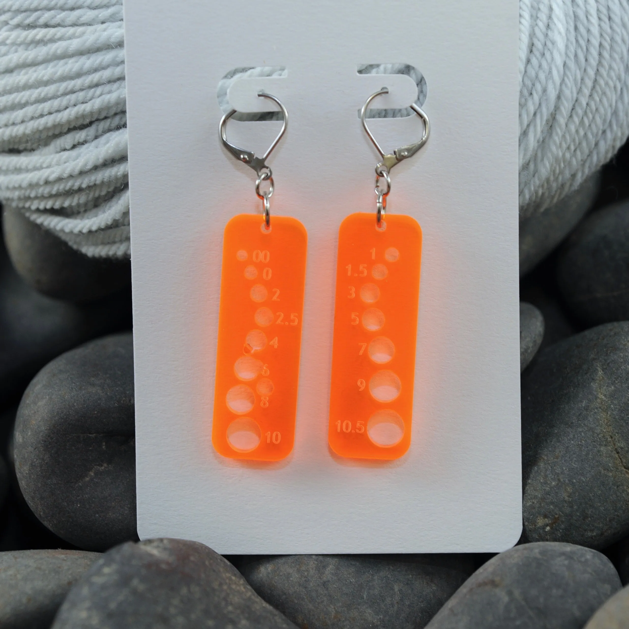 Knitting Needle Gauge Earrings - Assorted Transparent Acrylic