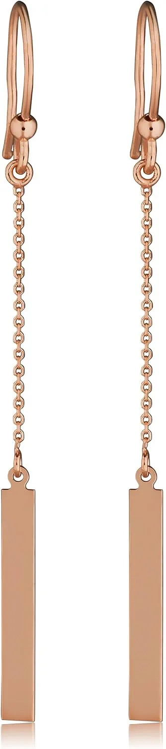 Kooljewelry 14k Gold Bar Drop Earrings (yellow gold or white gold or rose gold)