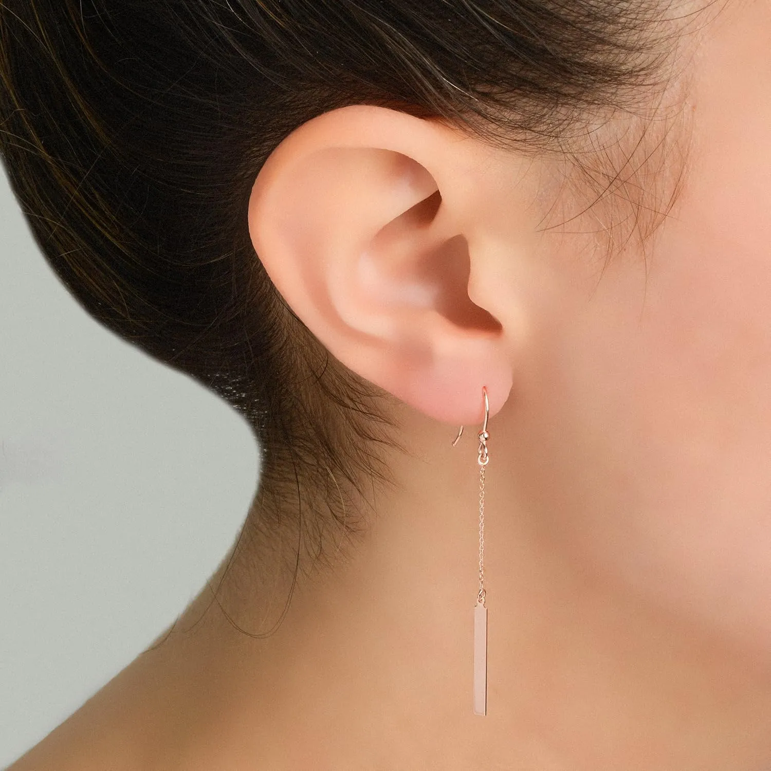 Kooljewelry 14k Gold Bar Drop Earrings (yellow gold or white gold or rose gold)