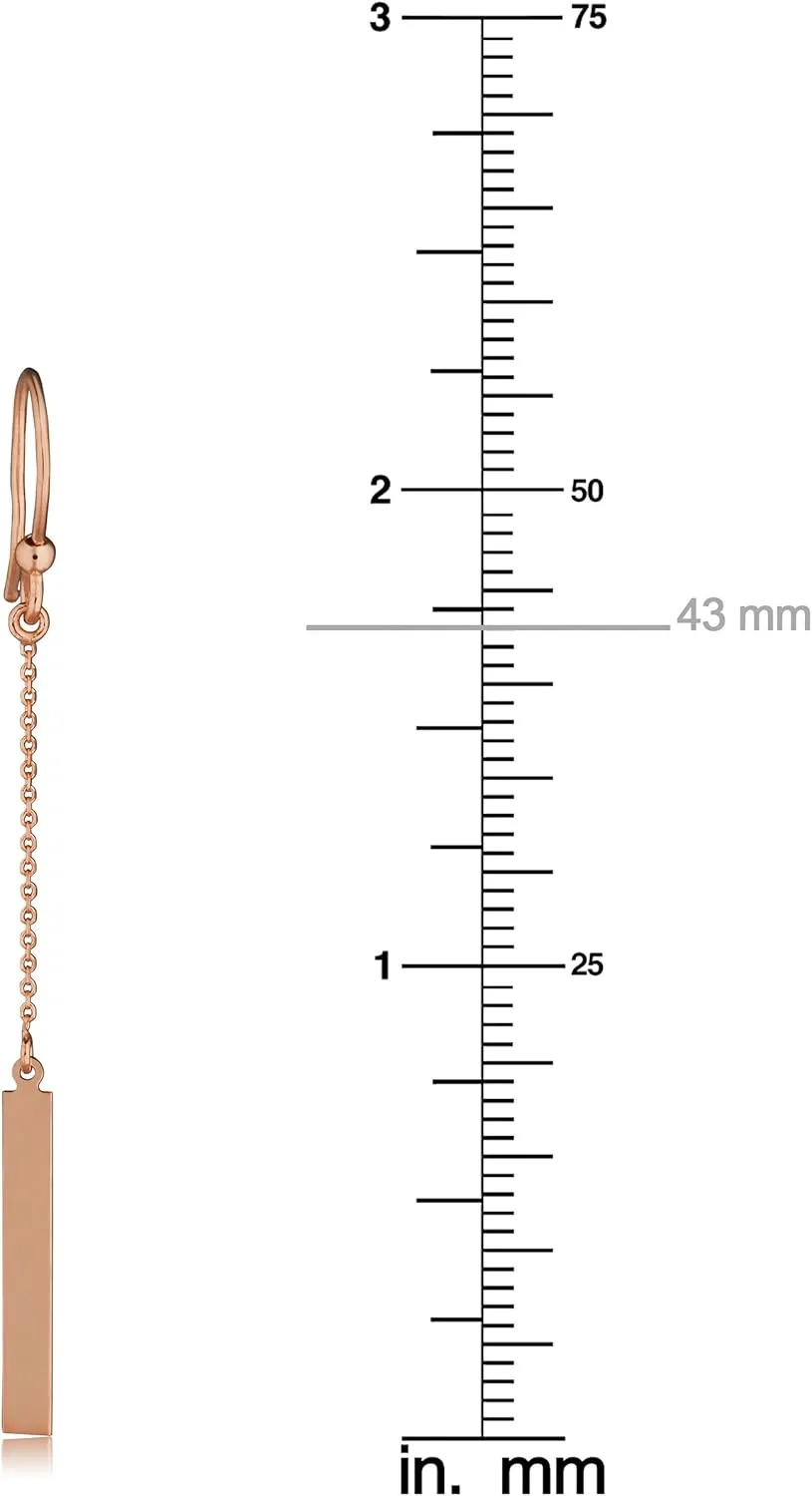 Kooljewelry 14k Gold Bar Drop Earrings (yellow gold or white gold or rose gold)
