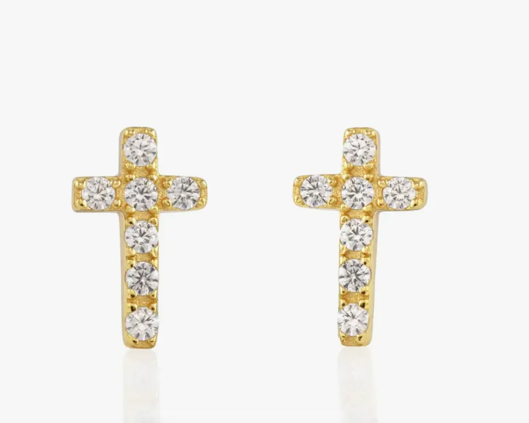 Kris Nations Bezel Crystal Stud Earrings