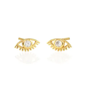 Kris Nations Bezel Crystal Stud Earrings