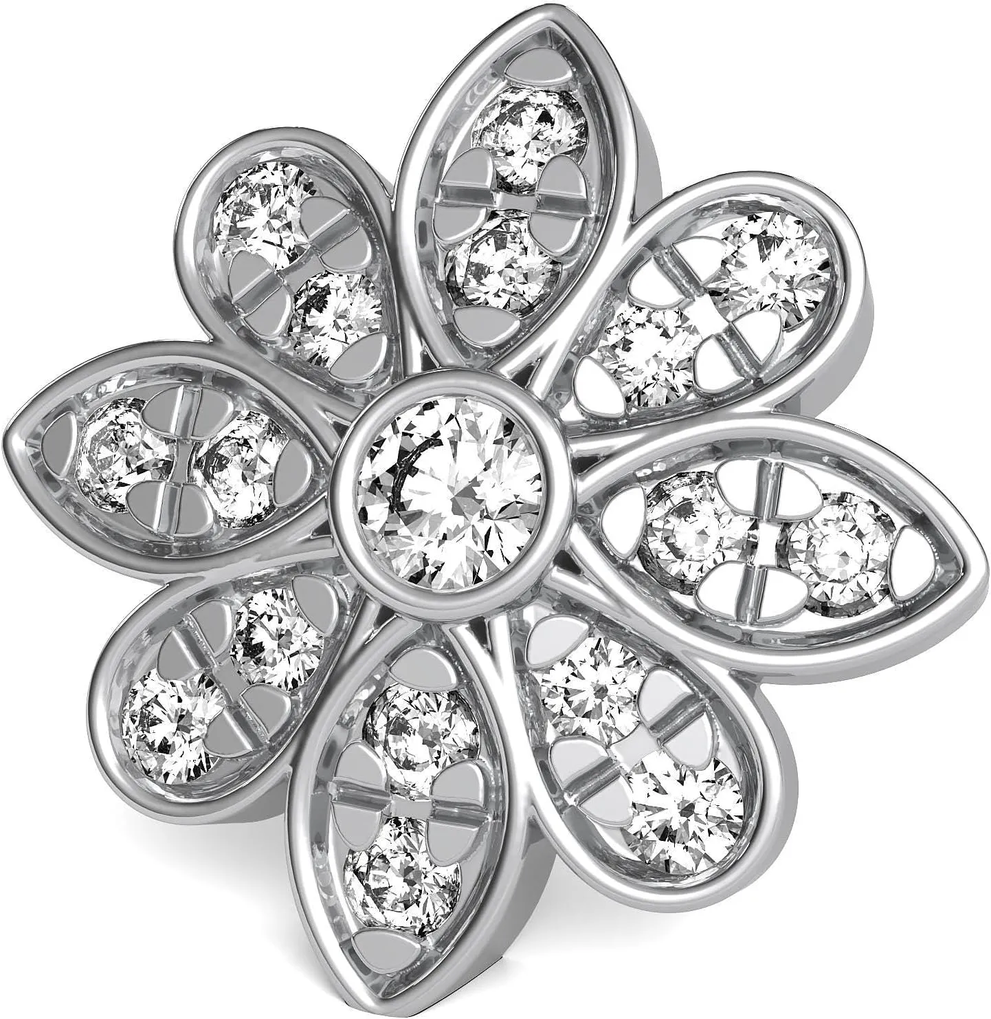 Lab-Grown Diamond Flower Stud Earrings, EF-VS Clarity, Push-Back Clasps – Available in White, Yellow, and Rose Gold