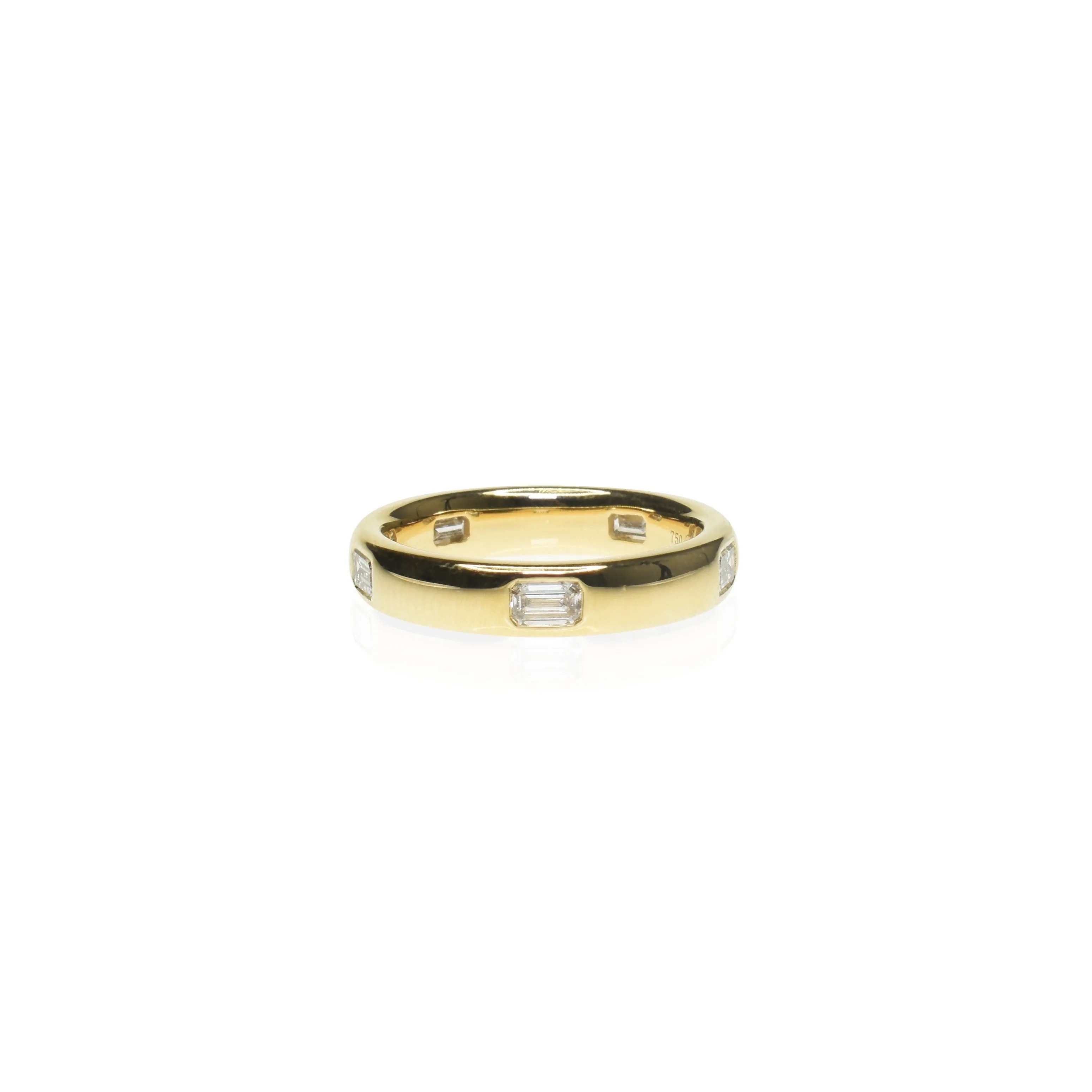 Lab Grown Diamond Ring with Embedded Emerald Cuts