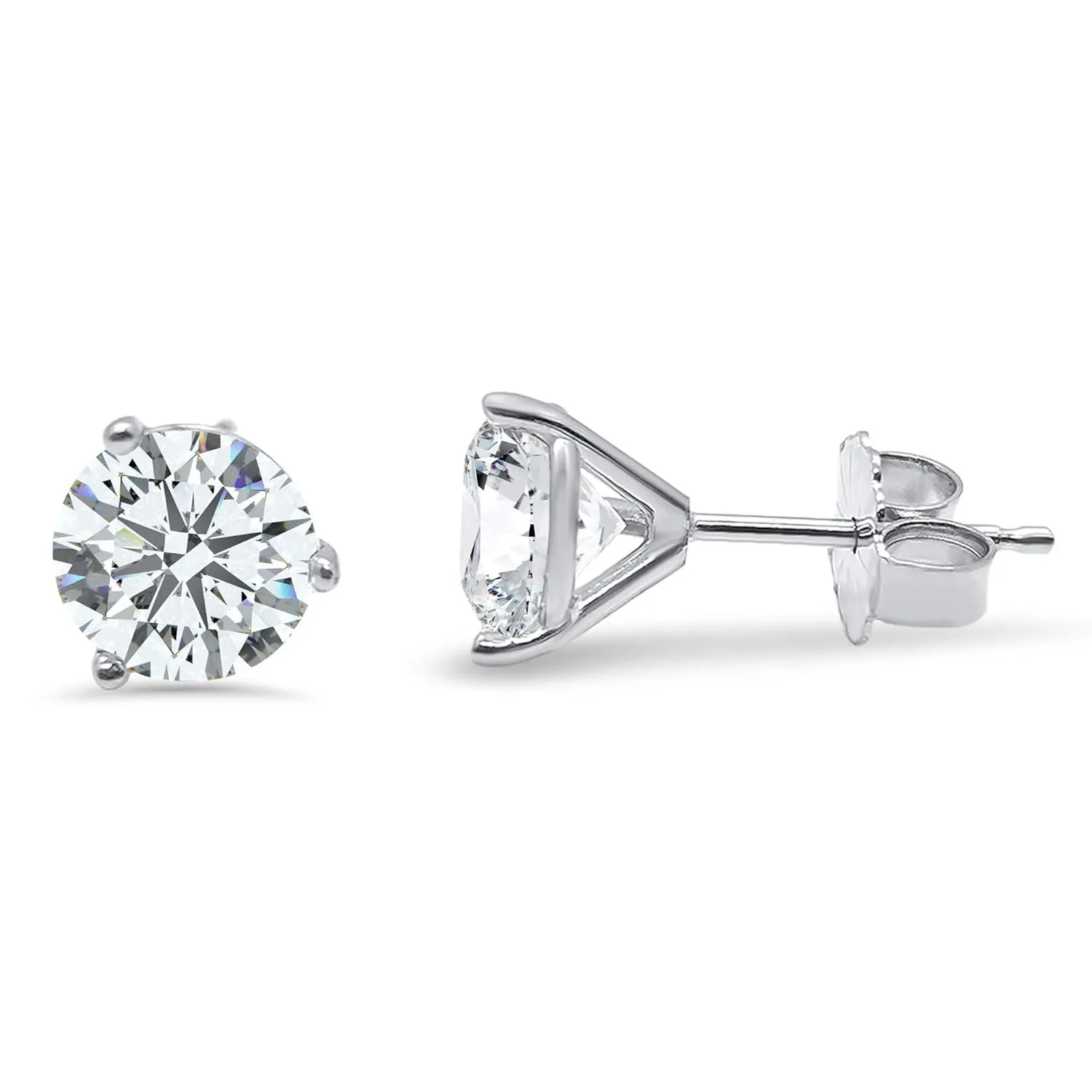Lab Grown Diamond Stud Earrings 14k White Gold, 14k Rose Gold, 14k Yellow Gold screwback pierced ear 1 ctw
