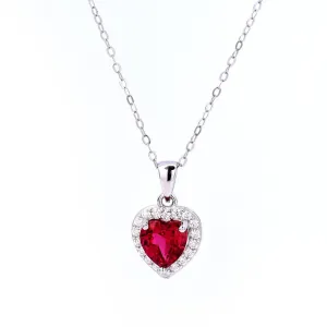Lab Grown Ruby Heart Necklace