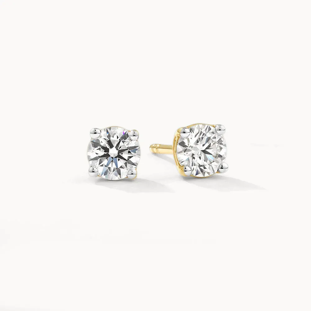 Laboratory-Grown Diamond 0.50ct Round Stud Earrings in 10k Gold