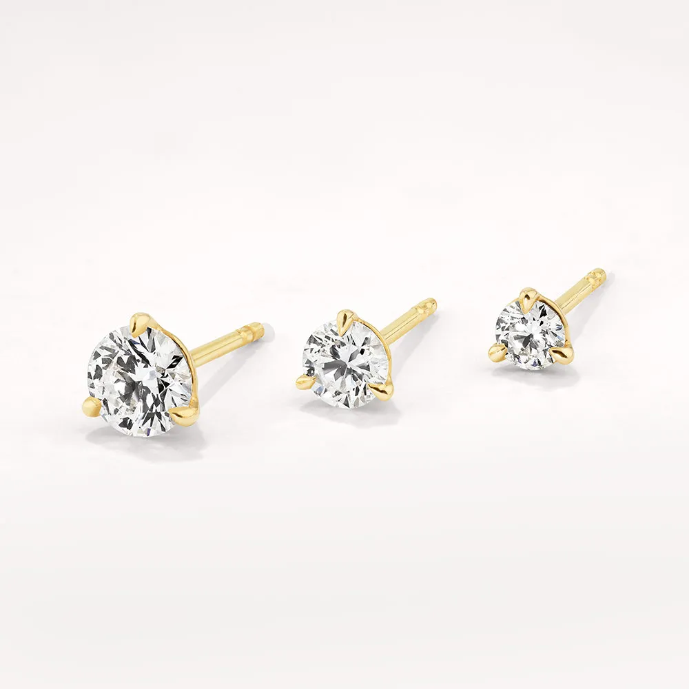 Laboratory-Grown Diamond 0.50ct Round Stud Earrings in 10k Gold