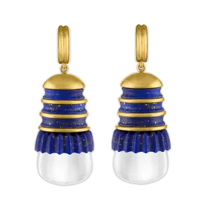 Lapis and Rock Crystal Pyxis Earrings