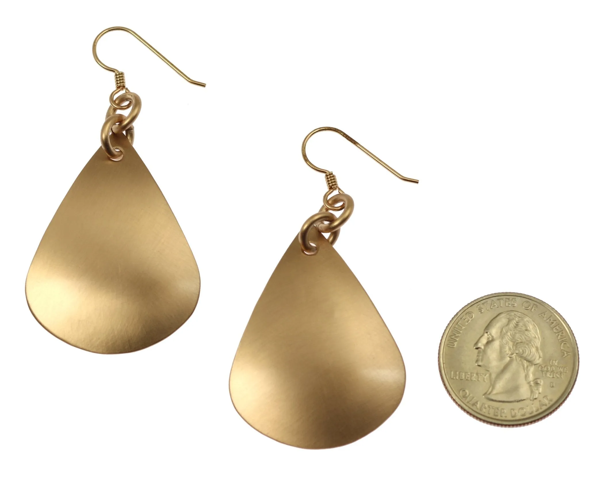 Large Brushed Bronze Teardrop Earrings