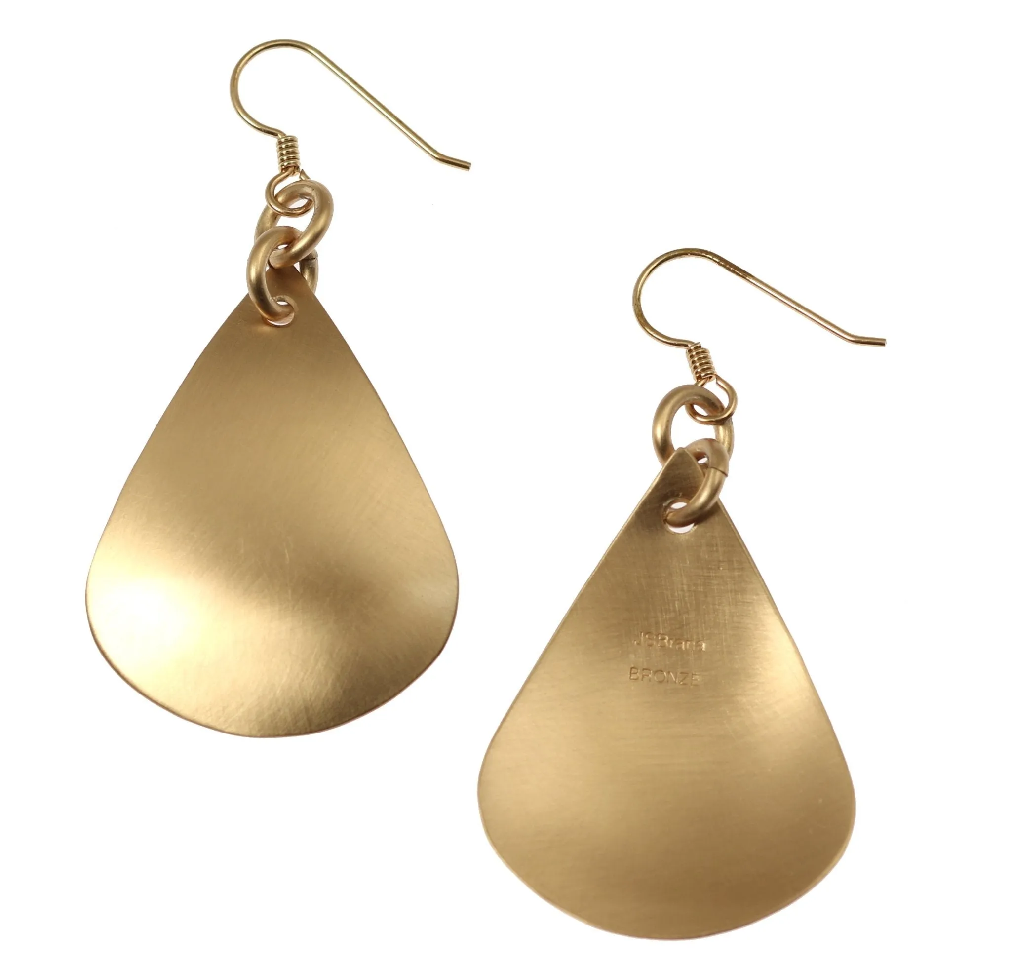 Large Brushed Bronze Teardrop Earrings