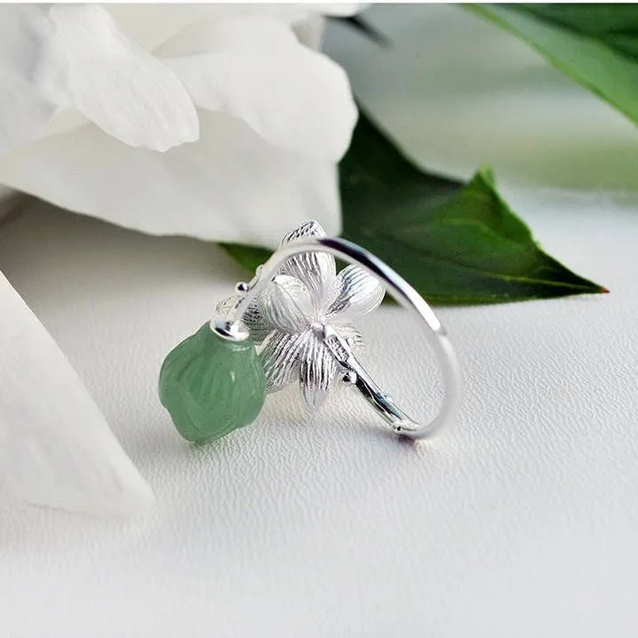 Large Leaf Flower Ring Leaves Floral Jewelry Dainty Ring