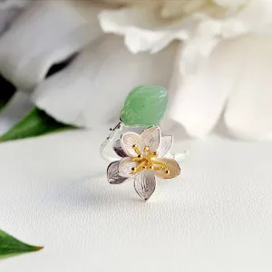 Large Leaf Flower Ring Leaves Floral Jewelry Dainty Ring