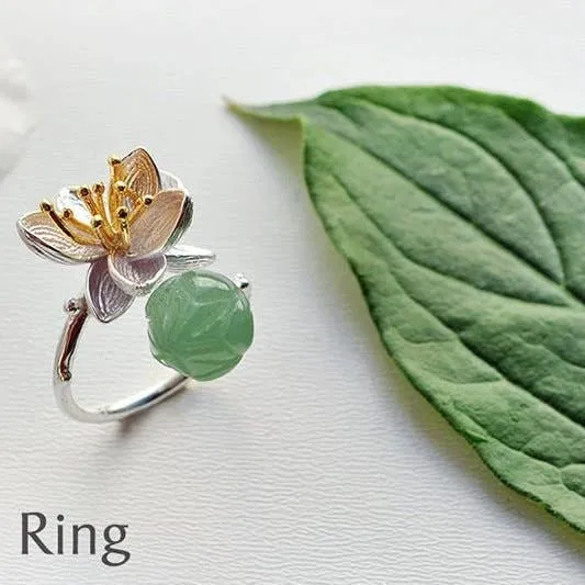 Large Leaf Flower Ring Leaves Floral Jewelry Dainty Ring