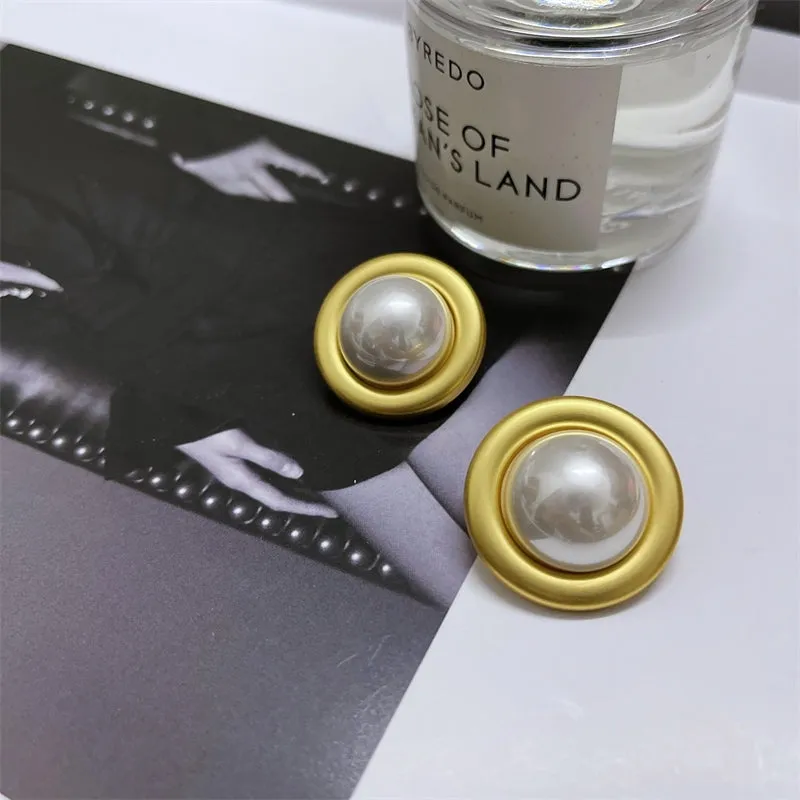 Large Pearl Earrings With Gold Bezel | Style No. 206