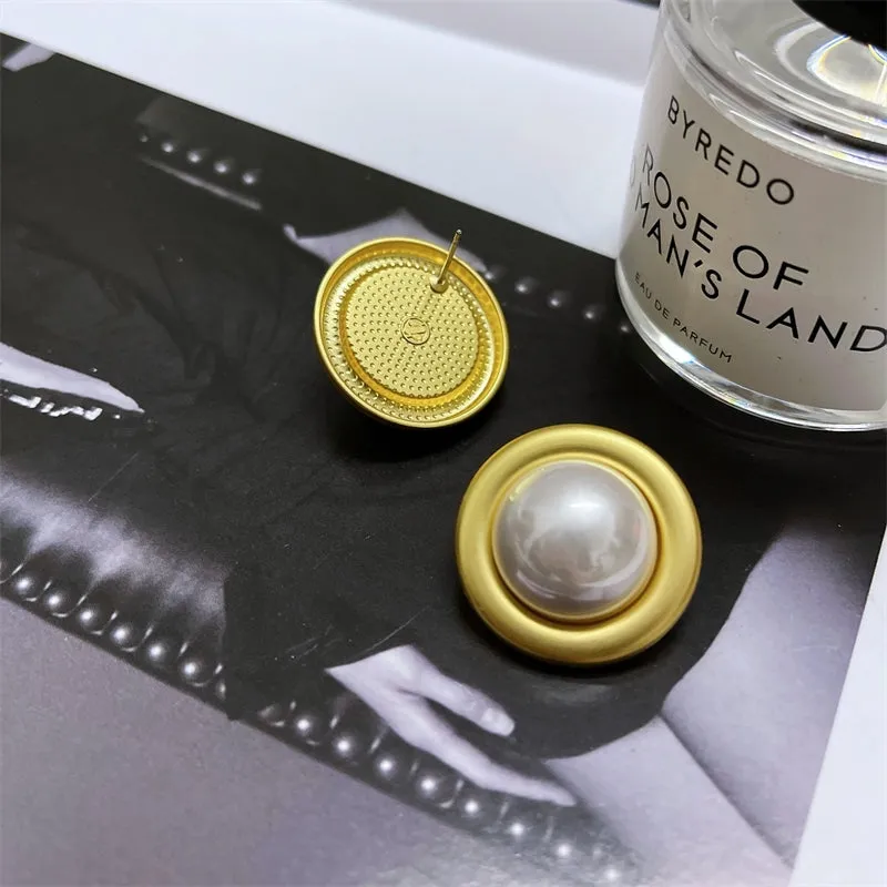 Large Pearl Earrings With Gold Bezel | Style No. 206