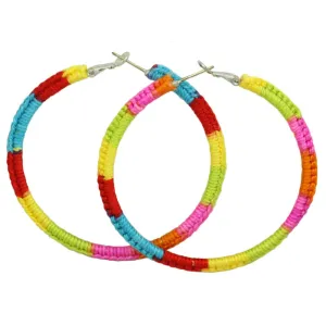 Large Rainbow Crochet Hoop Pierced Earring - STXE19