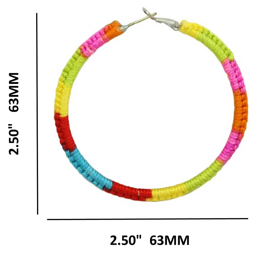 Large Rainbow Crochet Hoop Pierced Earring - STXE19