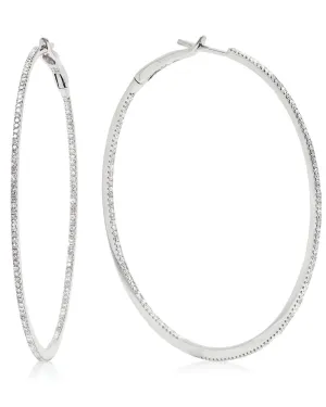 Large White Gold Diamond Hoop Earrings