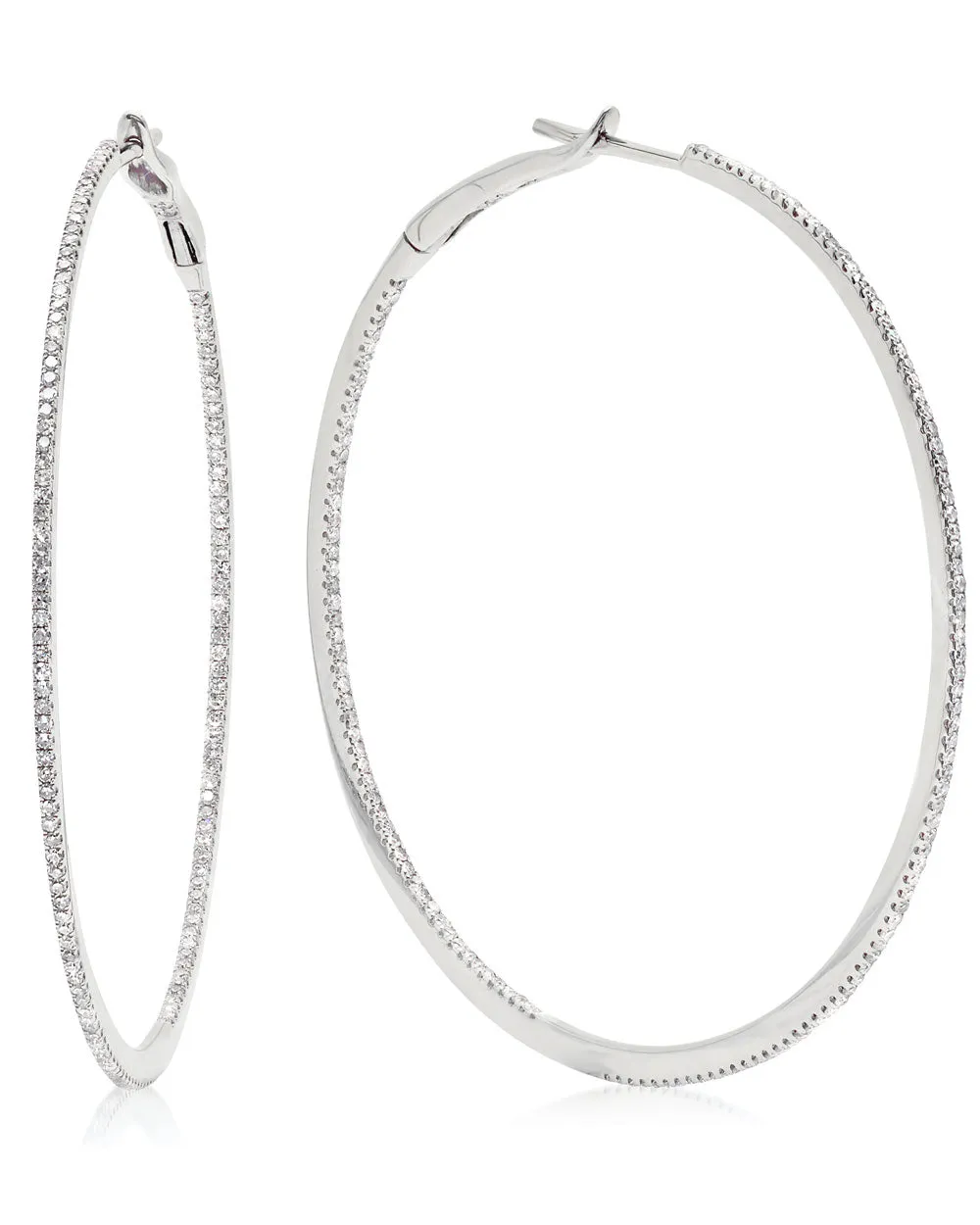 Large White Gold Diamond Hoop Earrings