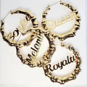 Latifah Gold Bamboo Hoop Earrings