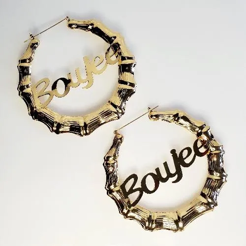 Latifah Gold Bamboo Hoop Earrings
