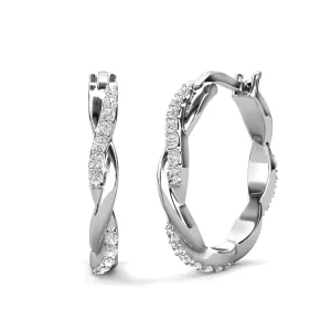 Lauren 18k White Gold Plated Hoop Earrings with Swarovski Crystals