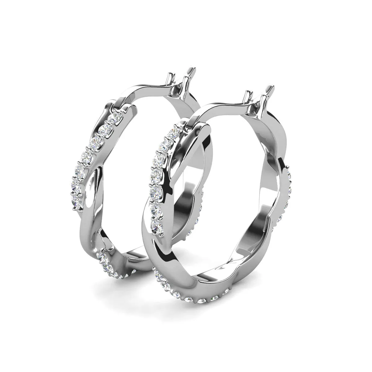 Lauren 18k White Gold Plated Hoop Earrings with Swarovski Crystals