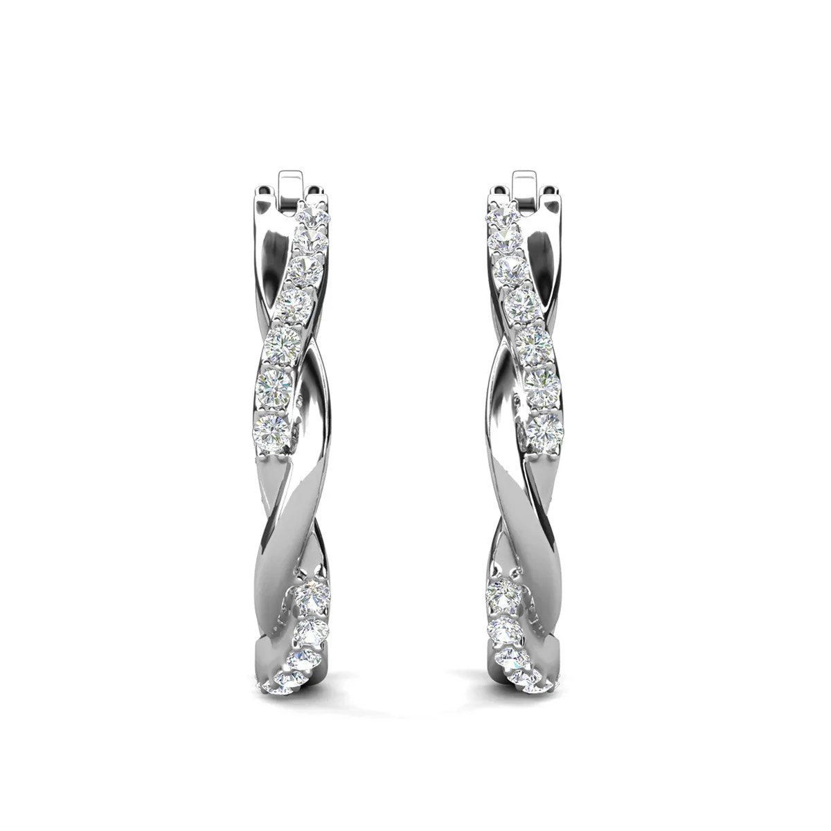 Lauren 18k White Gold Plated Hoop Earrings with Swarovski Crystals