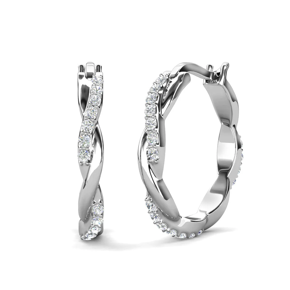 Lauren 18k White Gold Plated Hoop Earrings with Swarovski Crystals