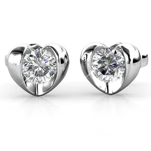Lavish Heart Stud Earrings Embellished With SWAROVSKI Crystals