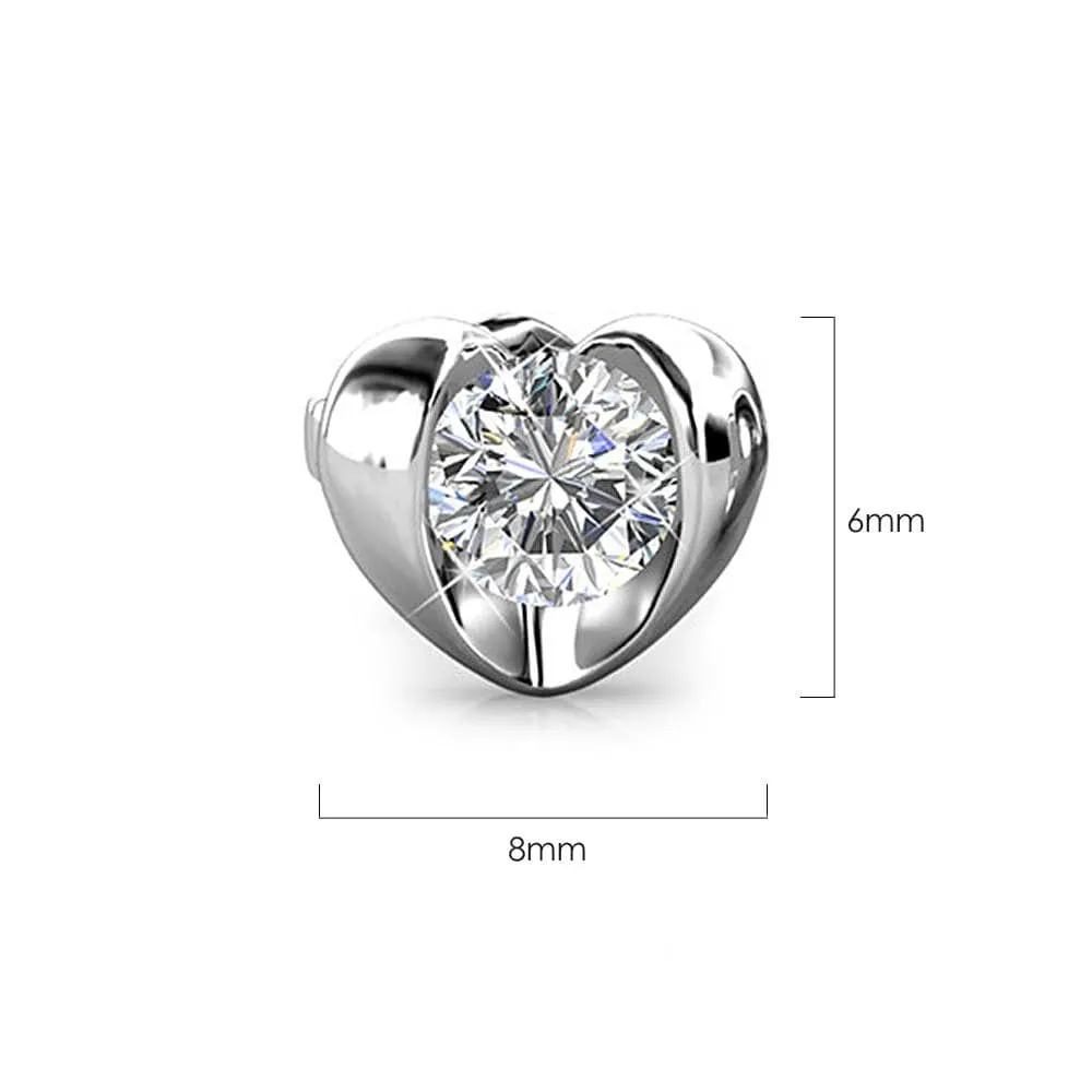 Lavish Heart Stud Earrings Embellished With SWAROVSKI Crystals