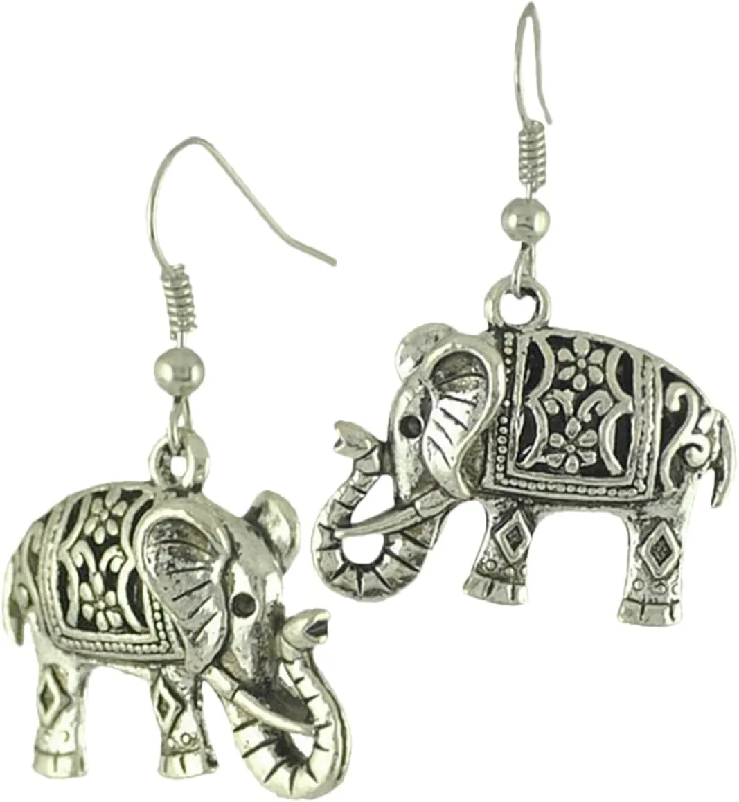LIFKOME 1 Pair Elephant Dangle Drop Earrings Retro Silver Eardrops for Fashion and Casual Wear Lightweight and Comfortable Jewelry present for Special Occasions and Daily Outfits