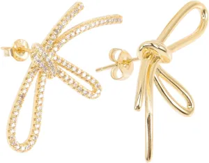 LIFKOME 1Pair Asymmetrical Zircon Earrings for Women Stylish Studs with Unique Bow Design Fashion Lovers Comfortable and Chic Ear Jewelry