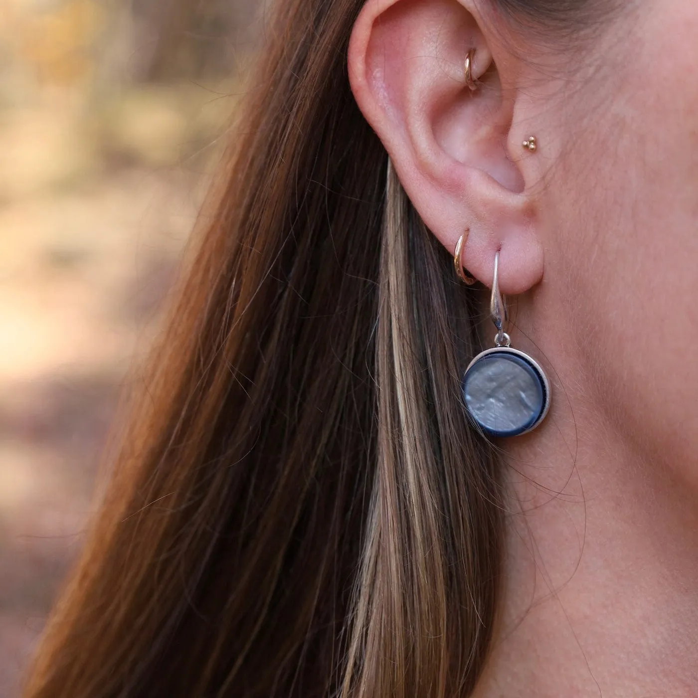 Light Blue Round Earrings
