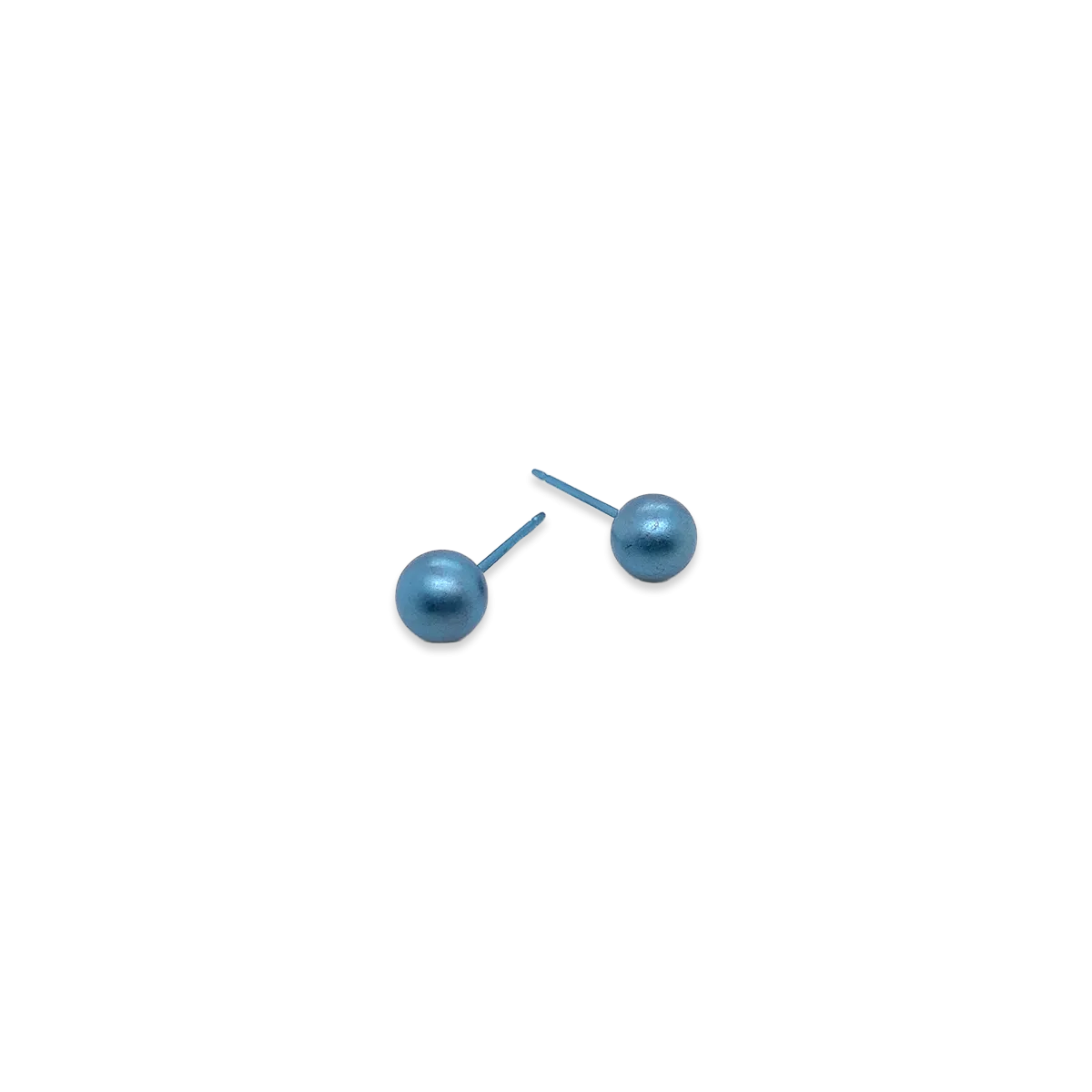 Light Blue Titanium 6mm Round Ball Stud Earrings