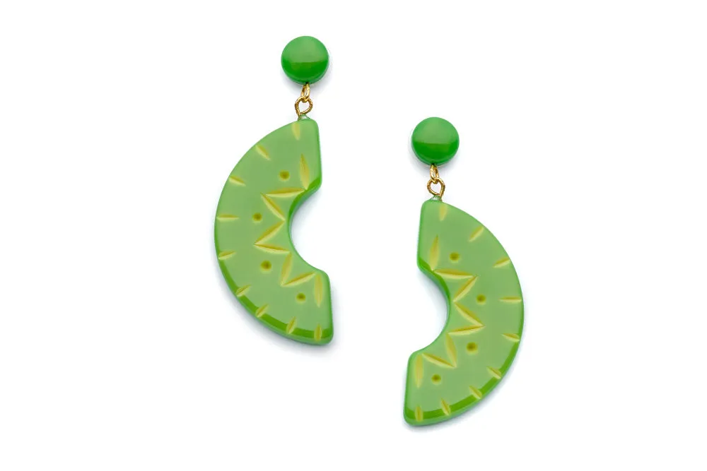 Lime Carved Drop Earrings