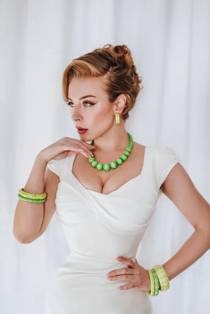 Lime Carved Drop Earrings