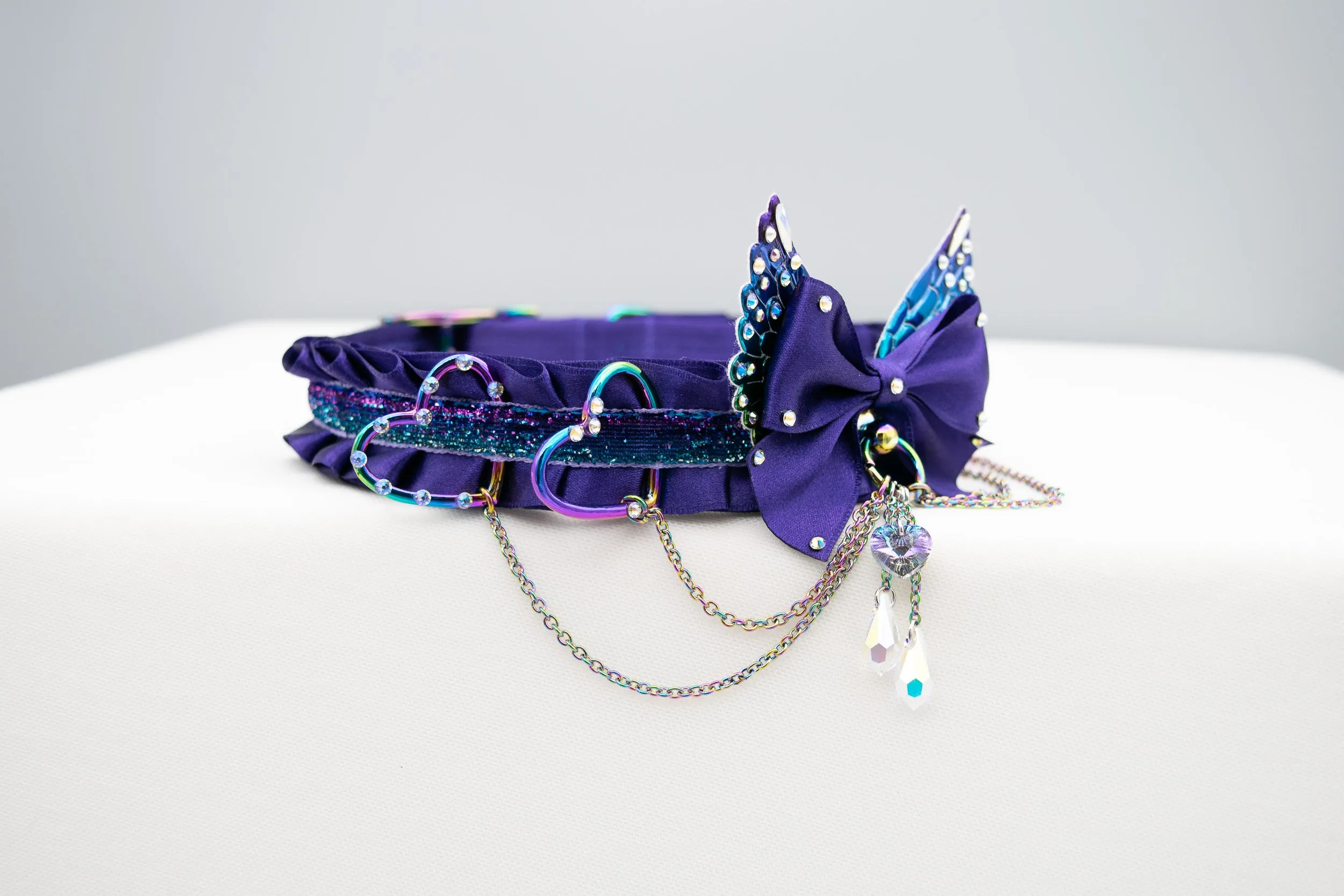 Limited Edition - Jeweled Purple Rainbow Winged Heart Collar