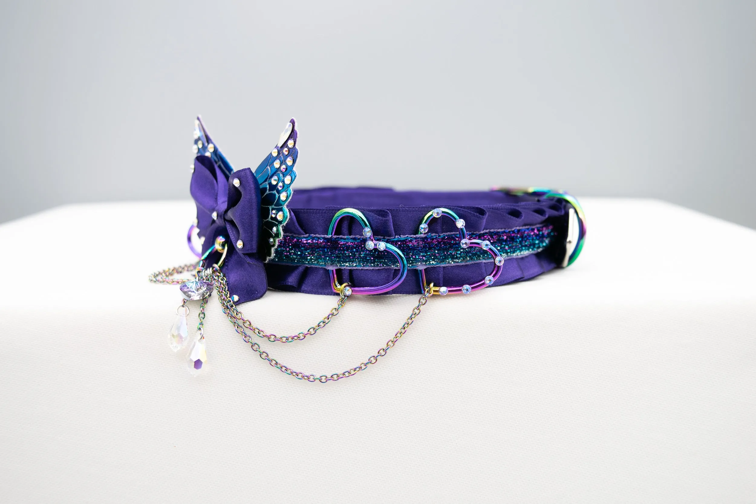 Limited Edition - Jeweled Purple Rainbow Winged Heart Collar