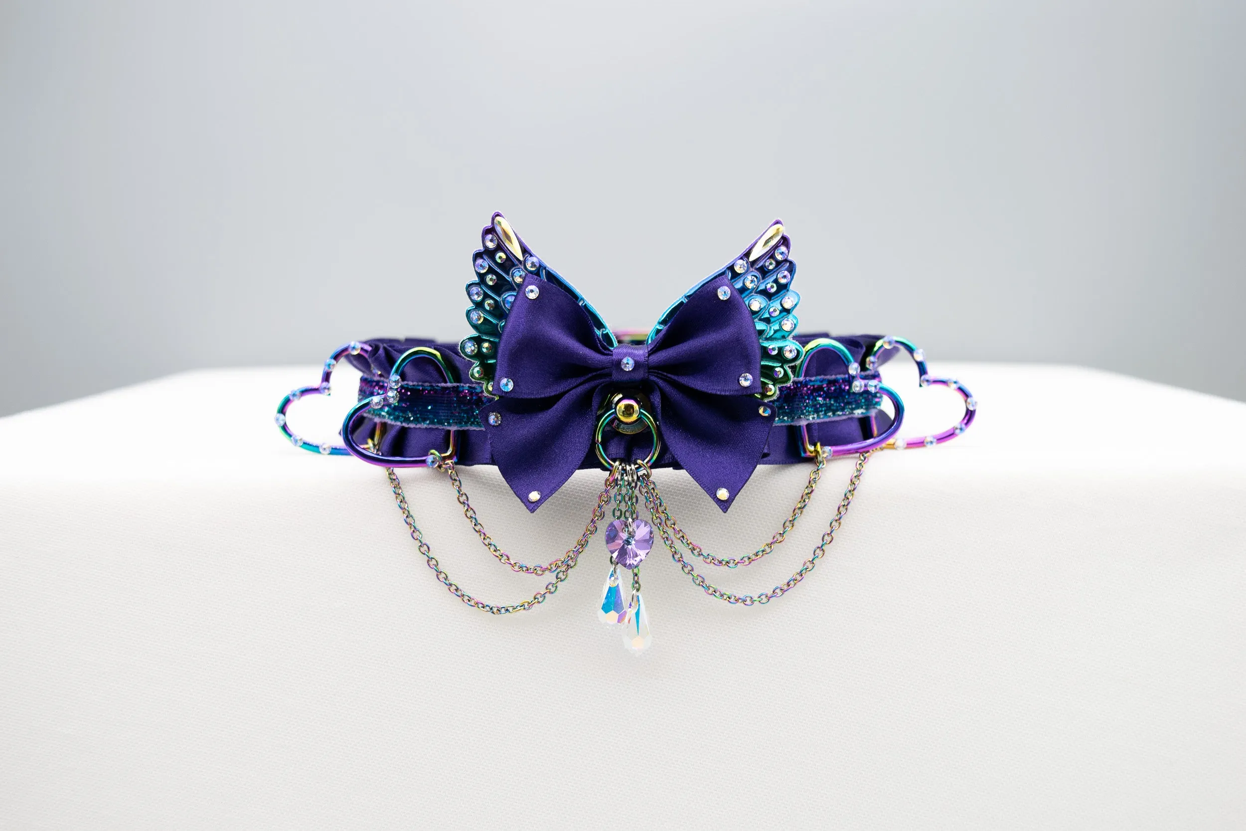 Limited Edition - Jeweled Purple Rainbow Winged Heart Collar